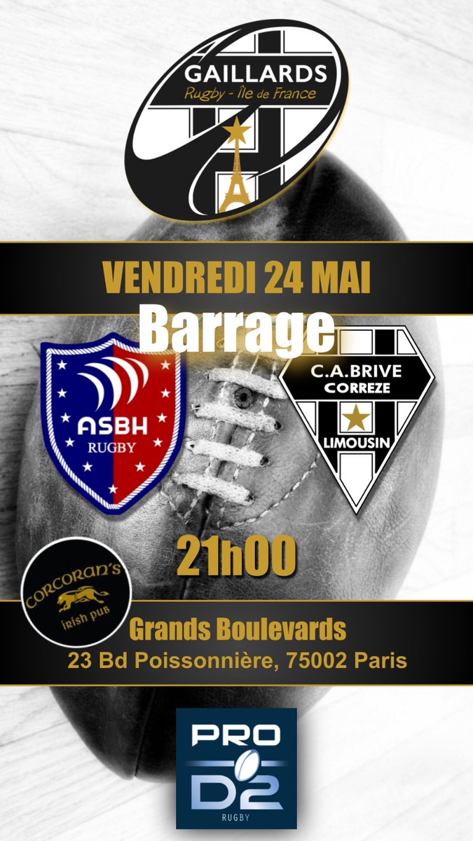 Ça sent bon les phases finales🏉 ! Dans un Corcorans encore plus chaud que vendredi dernier. Rdv 20h pour le verre de l'amitié payé par la GRIF ! Venez tôt, le trésorier nous dit qu'il n'y en aura pas pour tout le monde 😉
Allez Brive ! Vive la GRIF🏴🏳️🏴