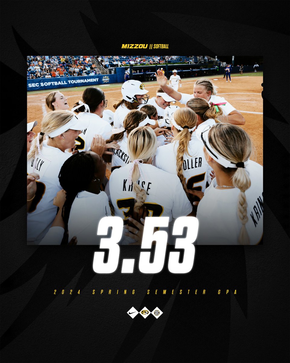 Dazzling on the diamond and in the classroom!! 🤩📝 ▪️ Second-highest GPA in the last 11 years ▪️ 10th consecutive spring semester at 3.0 or better ▪️ Five Tigers with 4.0 GPAs ▪️ 16 Tigers at 3.5 or better #OwnIt #MIZ 🐯🥎