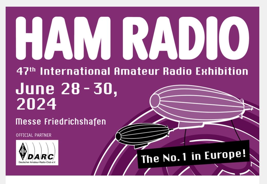 😉 There's still time to organize your travel and accommodation arrangements to attend Hamradio 2024 in 🇩🇪 Germany
A fantastic opportunity to meet satellite radio enthusiasts !

@AmsatSpain @amsatf @Amsat_hb @amsatdl @AMSAT #amsatrovers @AmsatUK @GridMasterMap @ure_es @ref_info