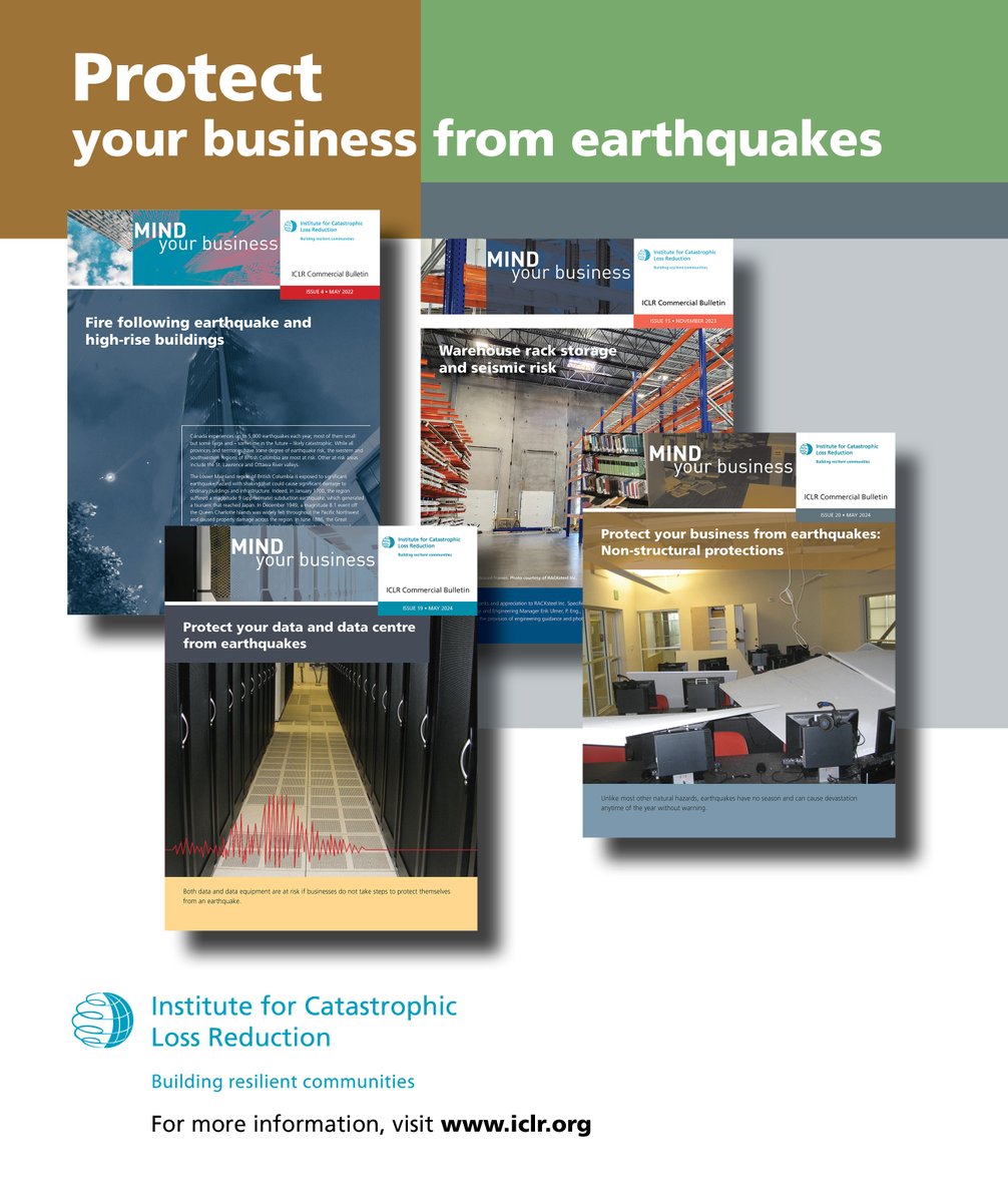 Protect your business from earthquakes: - High rise buildings and emergency firefighting water supply - Warehouse rack storage and seismic risk - Protecting data and data centres - Non-structural protections See iclr.org/commercial-ins…