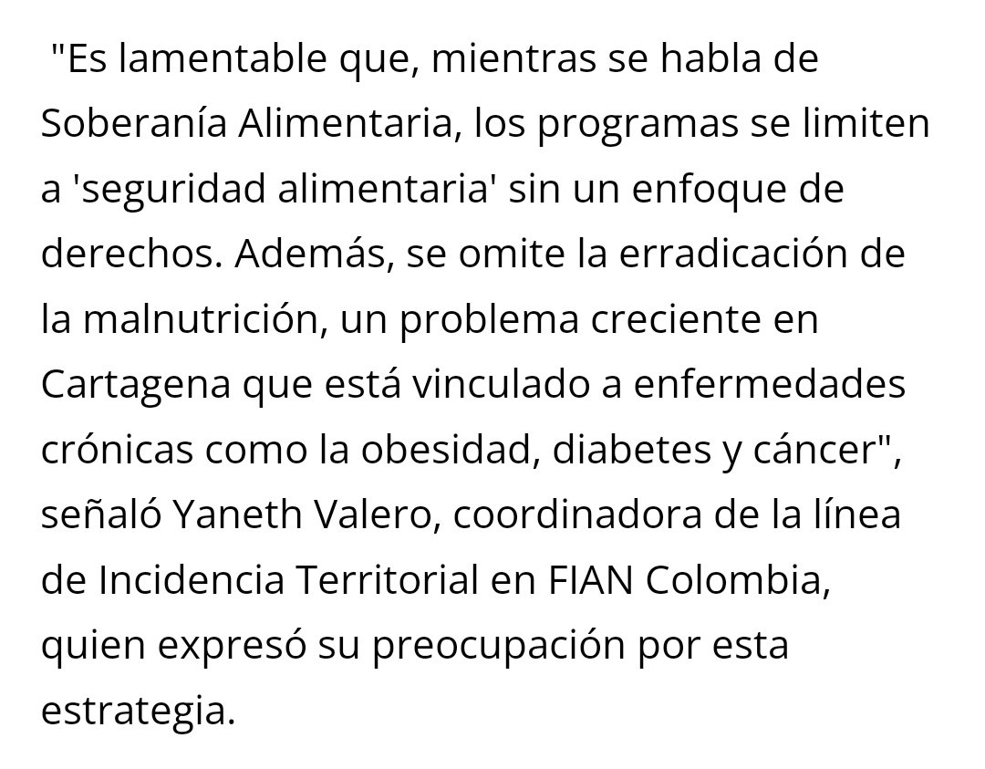 #Atención🚨| FIAN Colombia, junto a la iniciativa 'Por Nuestras Raíces' y otras organizaciones sociales de Cartagena hacen un llamado vehemente a la administración distrital y al Concejo  para que incluyan la PPAEAS en el Plan de Desarrollo.
eltiempo.com/colombia/otras…
 @dumek_turbay