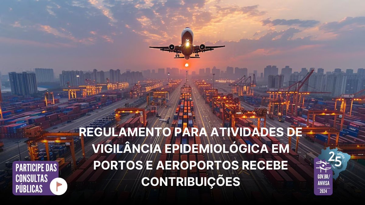 Participe da Consulta Pública 1.252/2024 sobre a execução das atividades de vigilância epidemiológica em portos e aeroportos. O prazo para envio de contribuições segue até 11/7. A matéria completa, com as orientações para participação, está disponível em nosso portal.