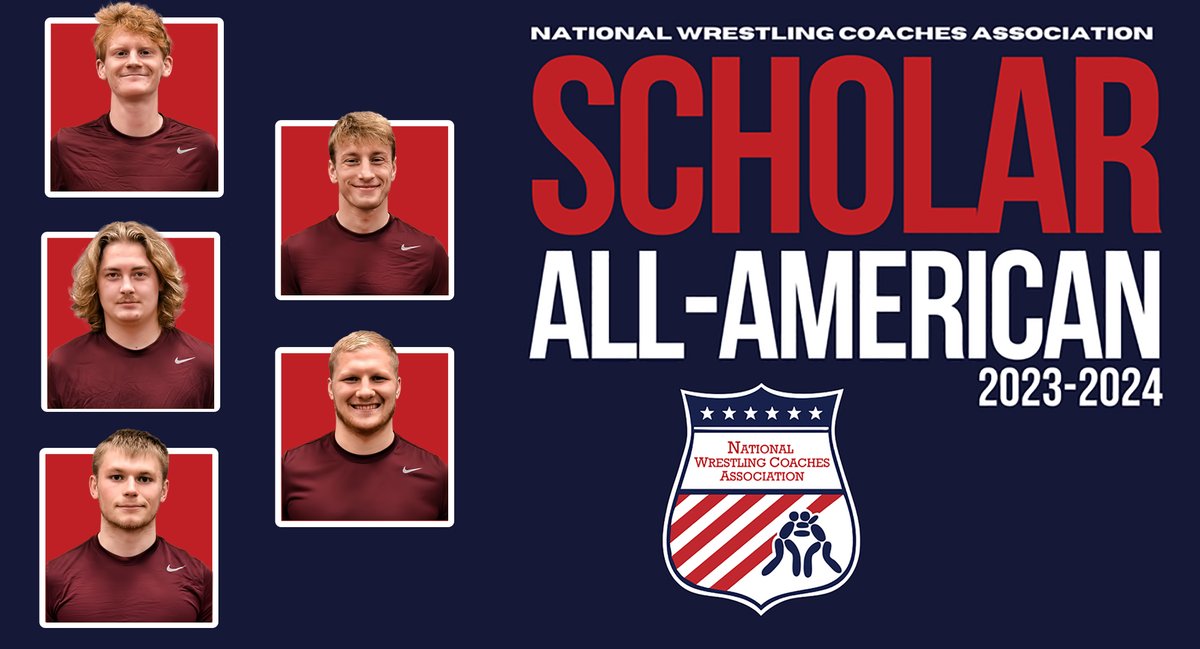 CobberSID's tweet photo. Corngrats to Cobber wrestlers Ty Bisek, Ayden Friese, Elijah Hunt, Kellen Schauer &amp; Gabe Zierden, who all received NWCA Scholar All-American honors &amp; helped Concordia finish in the Top 15 in the Team Scholar awards.  

𝗗𝗘𝗧𝗔𝗜𝗟𝗦: https://t.co/NhOfAUEnkO https://t.co/9NDnUFacu8