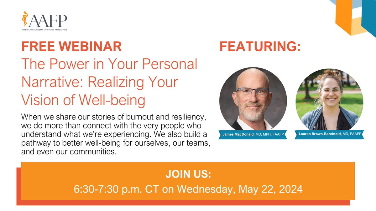 Burnout is skyrocketing among family physicians—and it’s especially true for residents and physicians new to practice. Join us tomorrow for this free webinar to learn how you can build a pathway to better well-being: bit.ly/44soU1b