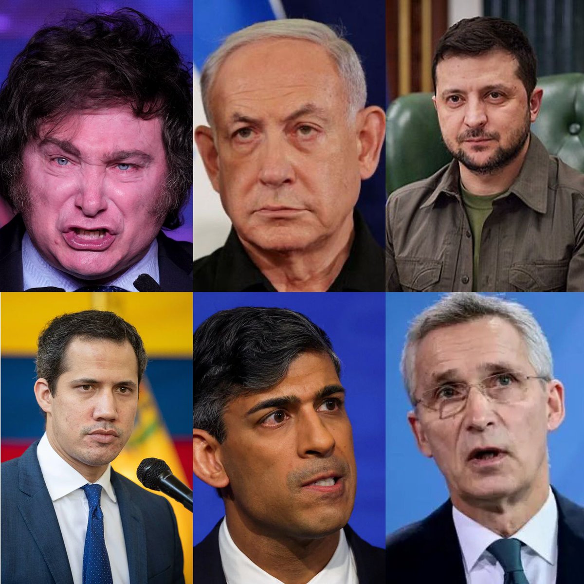 Al final los 'campeones de la libertad' son puros títeres del Imperio: Milei, Netanyahu, Zelenski, Guaidó, Rishi Sunak y Jens Stoltenberg, van a terminar provocando la tercera guerra mundial