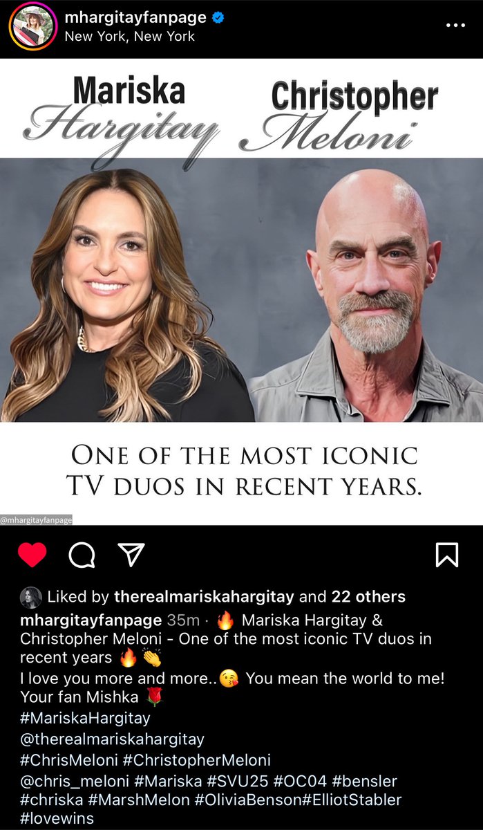 meloni_hargitay's tweet photo. Dear beautiful people, only to let you know, Mariska likes my edit ๐ @Chris_Meloni #Mariska #Bensler #Chriska #Marshmelon https://t.co/adI3ewNZj1