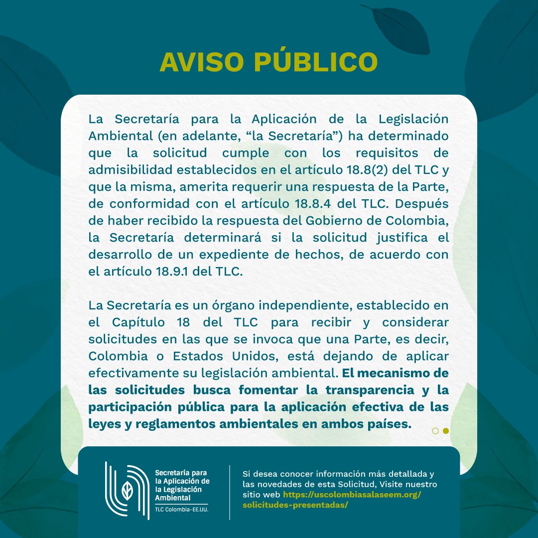 uscolsalaseem's tweet photo. Aviso público: Ciudadano colombiano presenta solicitud sobre asuntos de cumplimiento ambiental, alegando falta de aplicación de la legislación ambiental, en relación con la reserva natural de la sociedad civil del danubio. https://t.co/QZ8AzKplNm