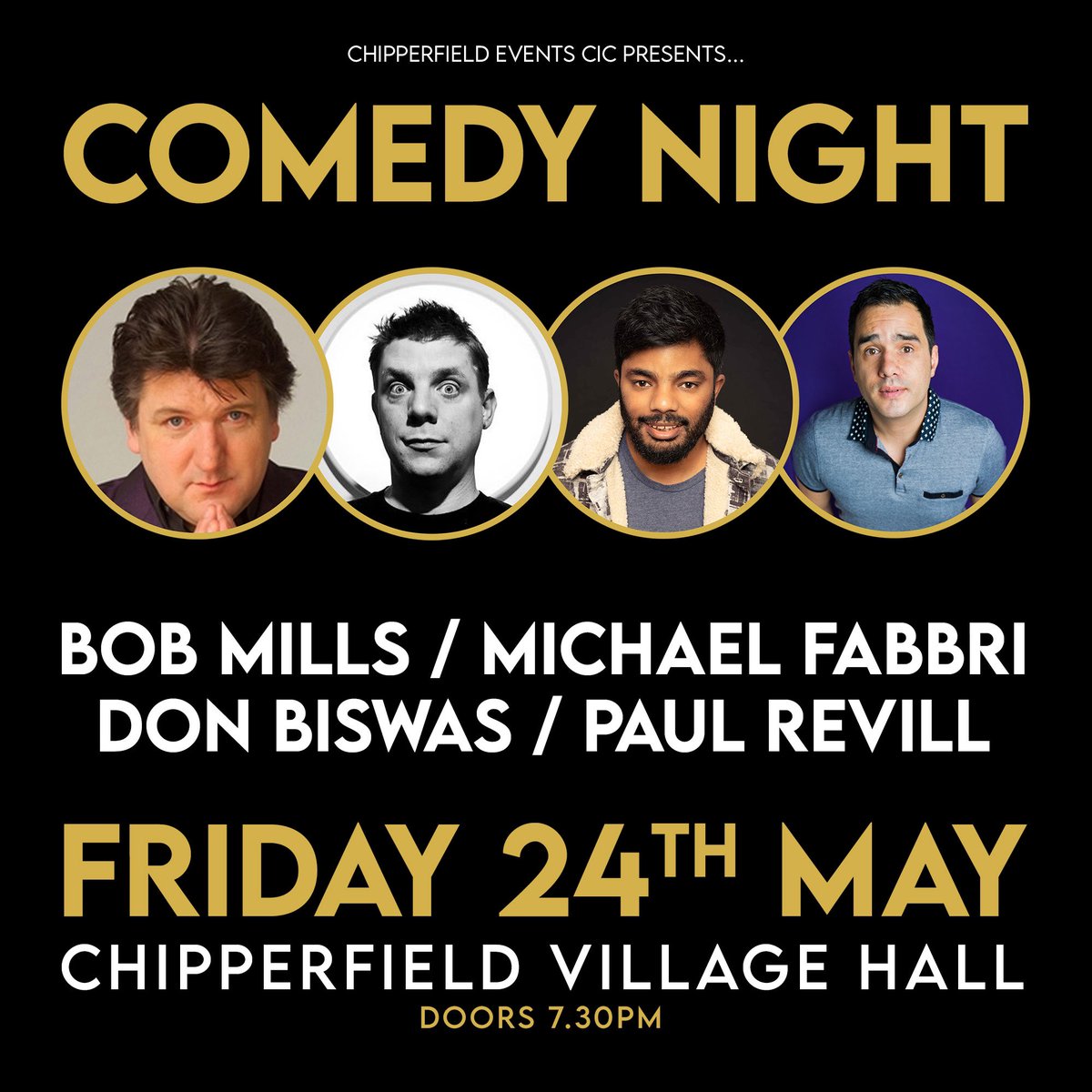 Don’t miss this amazing night of comedy at Chipperfield Village Hall on Friday evening! 🎟️ ticketweb.uk/event/chipperf…