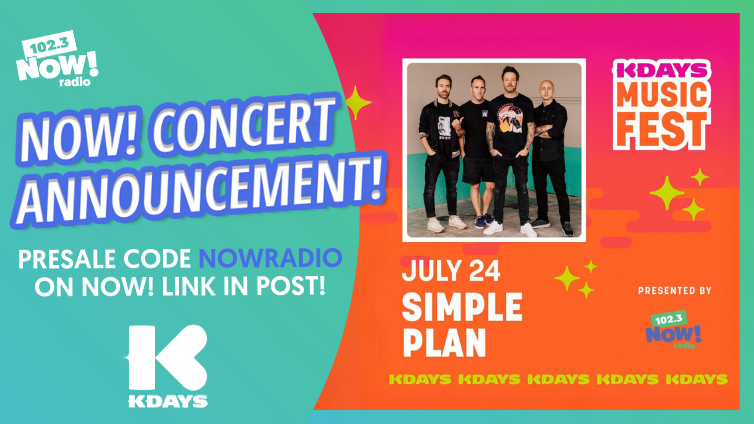 ICYMI: @KDaysyeg released their Music Fest 2024 CONCERT LINEUP and 102.3 NOW! radio is pumped and proud to present @simpleplan on Wed, July 24 - hosted by Hayley, Savannah & Kat!! 🎸🎤🎶 Want to join us? Head to am.ticketmaster.com/exploreedmonto… right now and use presale code NOWRADIO