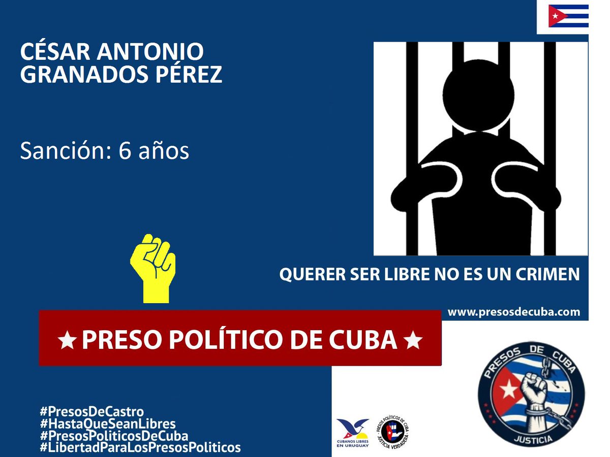 Nuestra misión es visibilizar a los #PresosDeCastro, y luchar con compromiso por cada uno de ellos #HastaQueSeanLibres 🇨🇺⛓️🙏 #BastaYA #Cuba #PresosPoliticosDeCuba @cubanoslibresuy