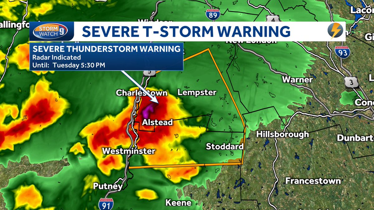 WEATHER ALERT: A Severe Thunderstorm Warning has been issued for parts of Sullivan, Cheshire county until 5/21 5:30PM. Move indoors and stay away from windows. Updates on @WMUR9 and wmur.com/weather. #NHwx #WMUR