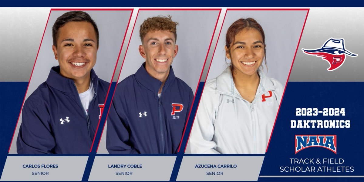 CONGRATS to these three outstanding student-athletes! Landry, Azucena & Carlos have been recognized as NAIA 2023-2024 Daktronics Track & Field Scholar Athletes.