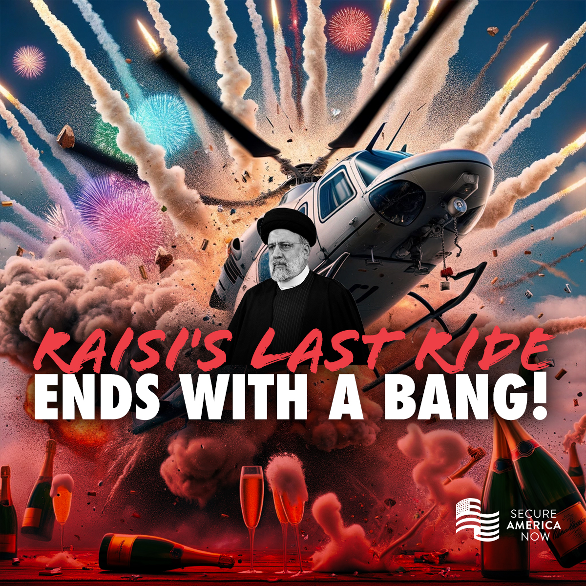 SecureAmerica's tweet image. Raisi's last ride ENDS WITH A BANG! #EbrahimRaisi #EndTyranny