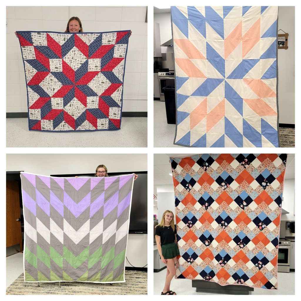 ib327schools's tweet photo. Congratulations to Mrs. Jatkowski’s students for creating these beautiful quilts this semester. We are incredibly proud of these students for the amount of time and effort they dedicated; what an accomplishment!  #ibtigerpride https://t.co/gyBEIhDuBP
