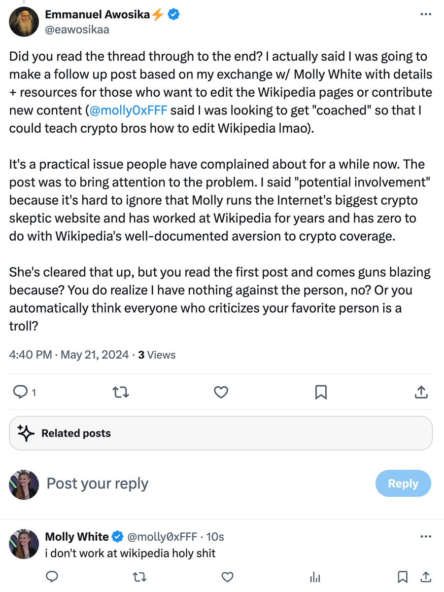 Molly White tweet media