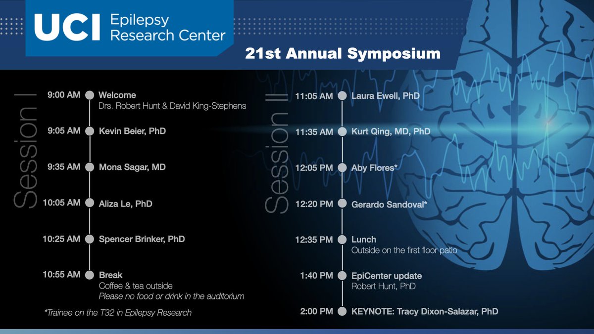 The 21st Annual EpiCenter Symposium happens TOMORROW! May 22 | 9am - 3pm Celebrating 20 years of #epilepsy research training at UCI (and more to come!) Featuring basic science and clinical faculty, students and @TracyDixonSalaz