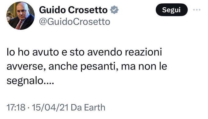 #Crosetto trasportato d&rsquo;urgenza in ospedale, ha avuto un malore durante il Consiglio di Difesa.  Aveva<a href="/tag/crosetto"class="tags">#Crosetto</a>