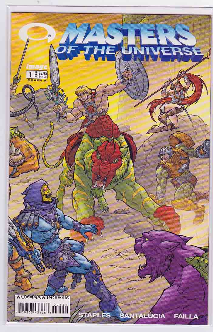 #MastersoftheUniverse #1 (2002) #EmilianoSantalucia Cover & Pencils, #ValStaples Story, 1st #Invincible Preview,  The Masters of the Universe set forth to protect all of Eternia from the onslaught of Skeletor. rarecomicbooks.fashionablewebs.com/Masters%20of%2…  #KeyComicBooks #ImageComics #ImageUniverse