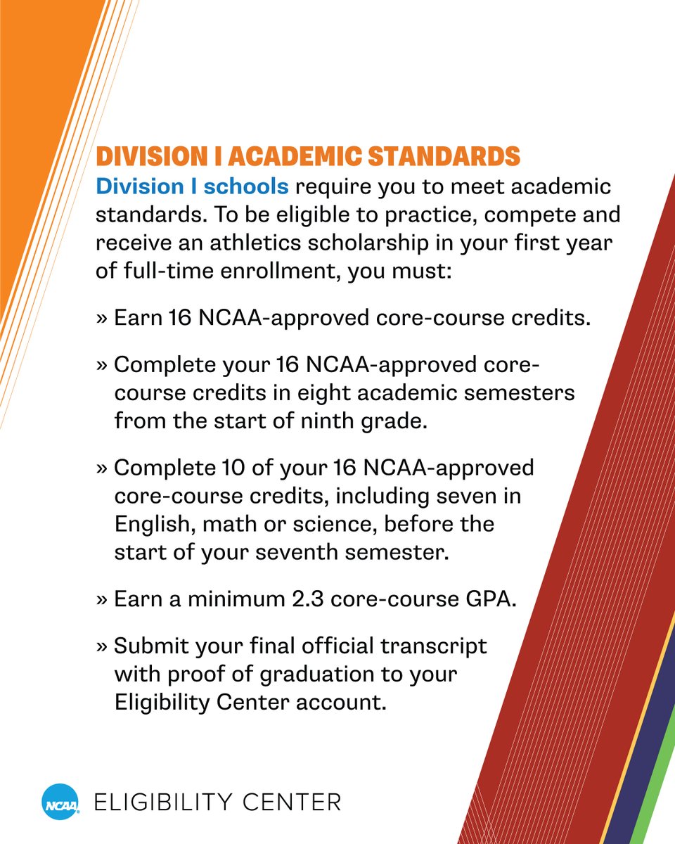 Want to play an @NCAA DI sport? It all starts here. 🔗 on.ncaa.com/DIAcademicReq