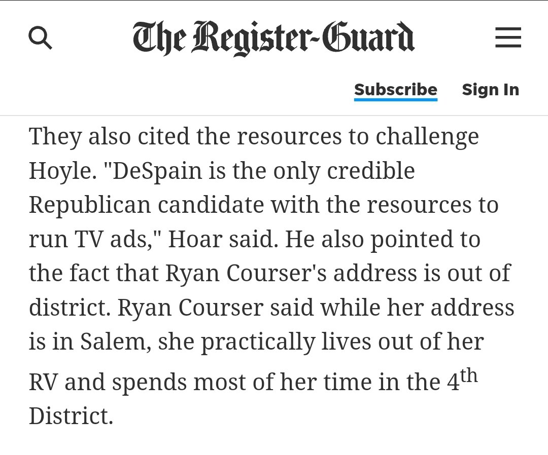 <a href="/AmyforOregon/">Amy Across America, ARC</a> you don't have a specific district you live in? Is that cuz you figured you could "move" to whatever you want so you can continue to run for office even though you've lost 2x in a row so far? Seems shady.
#orpol #orleg #oregoncd04 #ORcongress