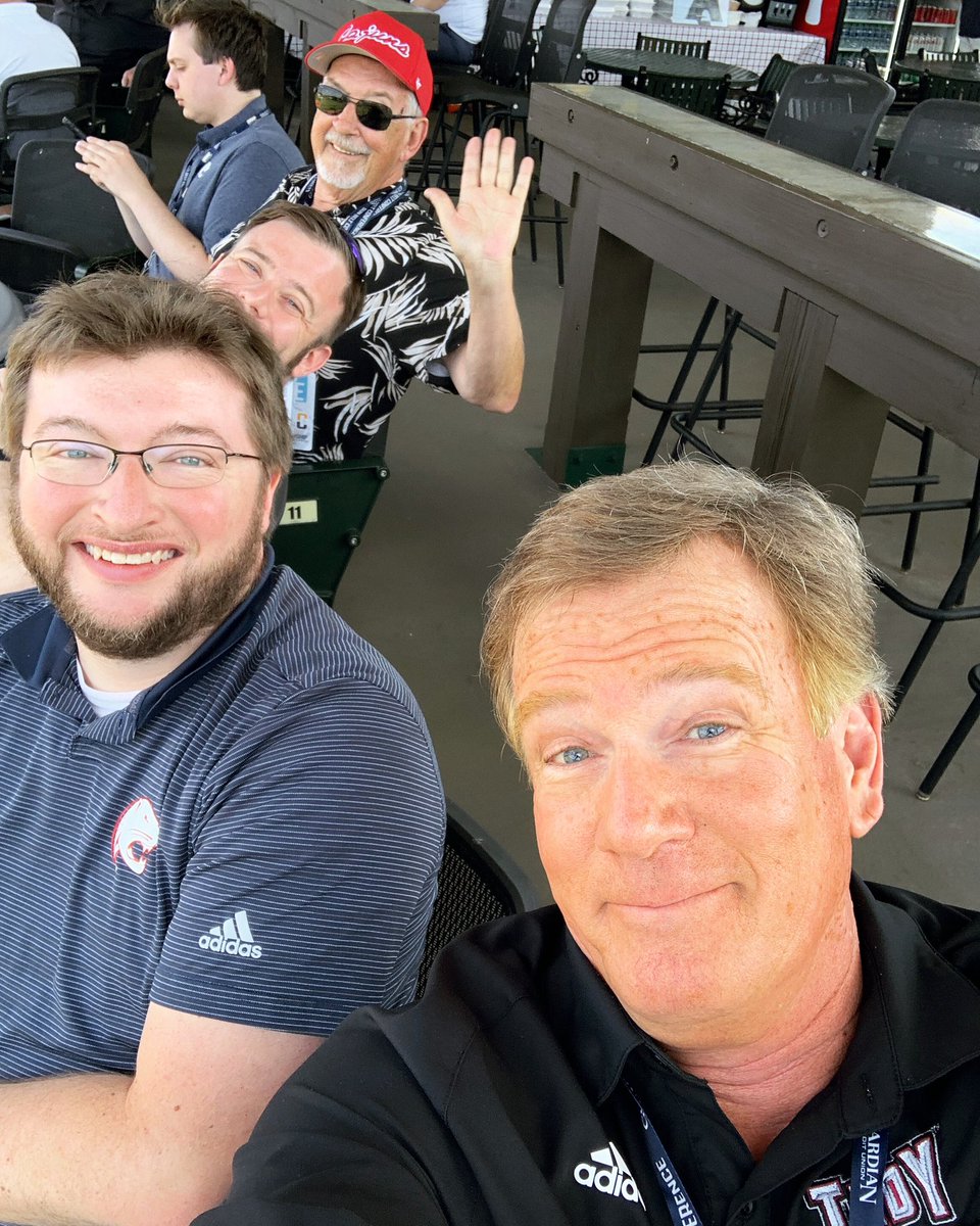 Proud to call these excellent broadcasters my friends: @ULCajunsVoice of @RaginCajunsBSB , @GSEaglesVoice of @GSAthletics_BSB , @JTCrabtreeUSA of @SouthAlabamaBSB , hanging out at the @SunBelt Baseball Tournament!