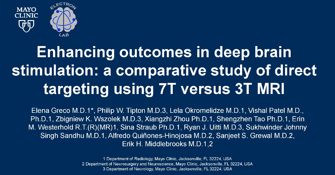 Congrats to #ASNR24 Outstanding Project Award Winner in Functional, Elena Greco. Add'l authors: P Tipton, L Okromelidze, V Patel, Z Wszolek, X Zhou, S Tao, E Westerhold, S Straub, R Uitti, S Sandhu, A Quiñones-Hinojosa, S Grewal, E Middlebrooks. ow.ly/pLJO50RPUXC