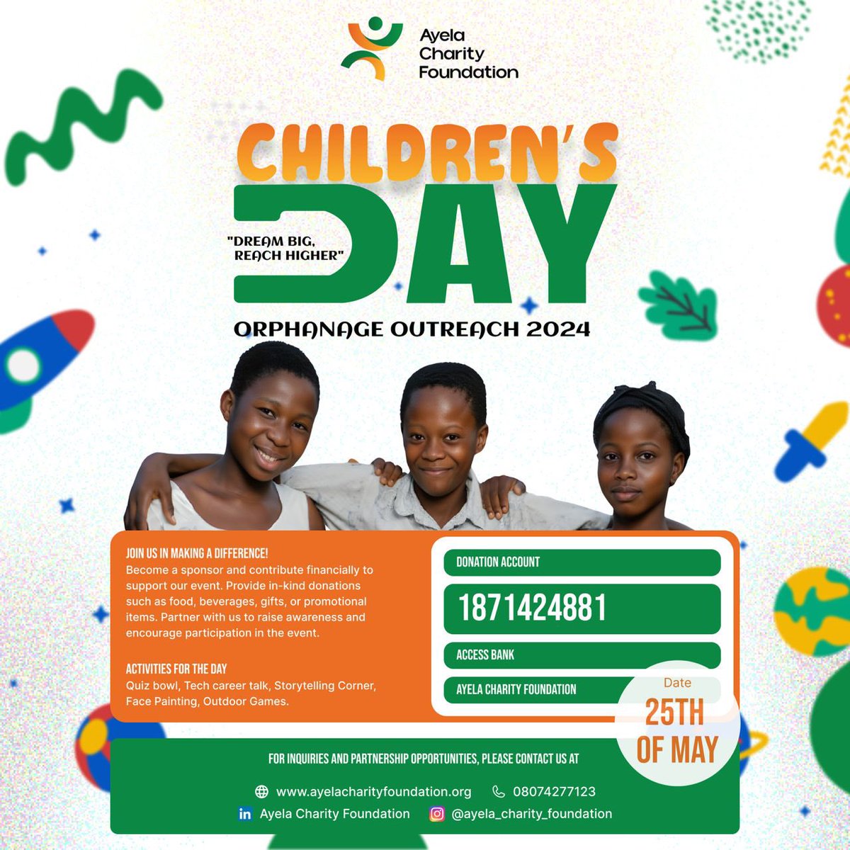 I met this lady during CyberFest while speaking to the kids she led to the event. She also runs this foundation for Orphaned kids and will be having an event on Saturday at 42, local airport road, ikeja. They also are in need of financial support 🙏🏾