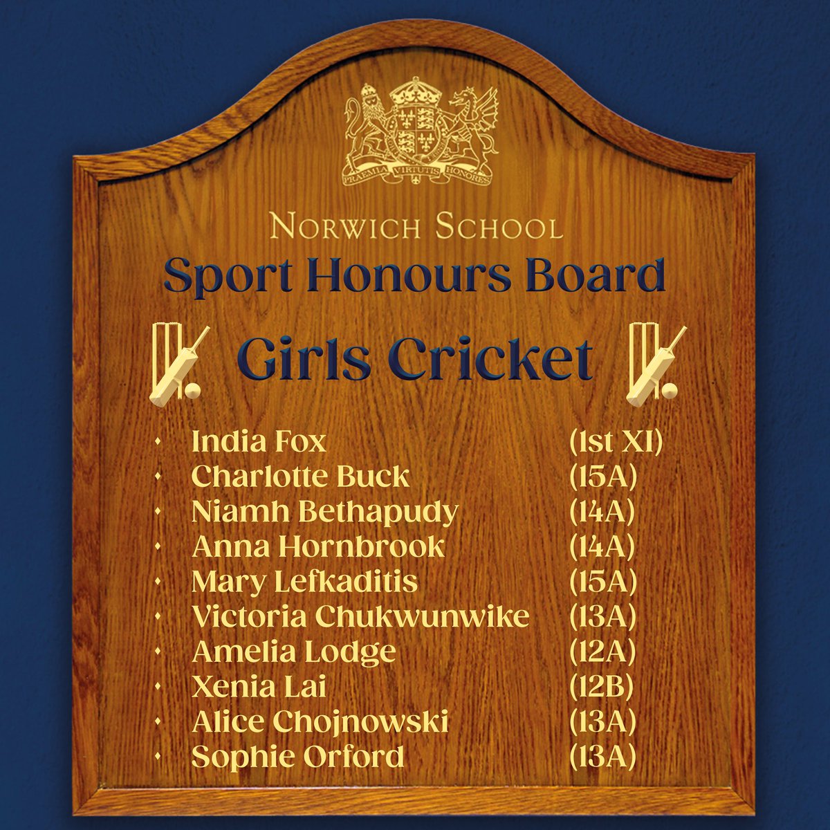 NorSchSport's tweet photo. Cricket:
Congratulations to our cricketers who have made it onto this week’s honours board! https://t.co/yKVKTLo1UO