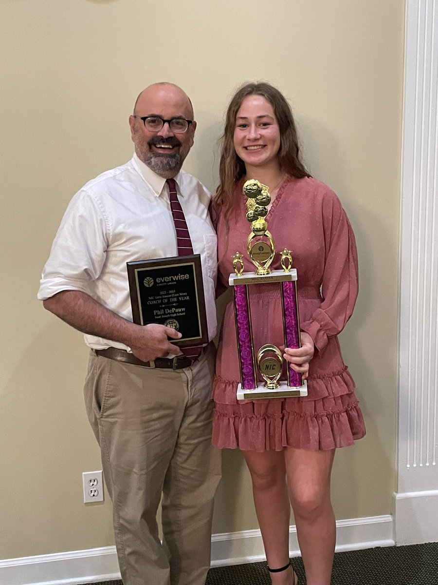 SJGSoccer's tweet image. Congratulations @MegBaxter06 and Cosch Phil DePauw!  We are so proud of you. NIC MVP and Coach of the Year!
