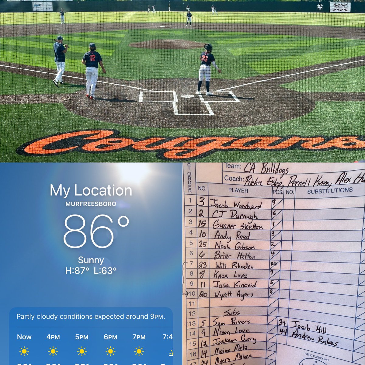 mopatton_sports's tweet photo. It’s the hottest day of the year, so let’s play on artificial turf … ColumbiaAcad (34-6) vs ProvidenceAcad (26-11), DII-A state semis, 4p at MiddleTennChr … @CABulldogBB @PA_KnightsBB @TSSAA @TnDIIAthletics @MS_SportsToday @MainStreetMaury @MainStreetPreps #SpringFlingXXXI https://t.co/v4SsRaMbIL