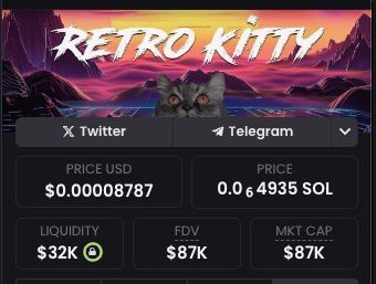 RetroKittySol's tweet photo. Dex updated $Retro https://t.co/qTx2pJo7lN