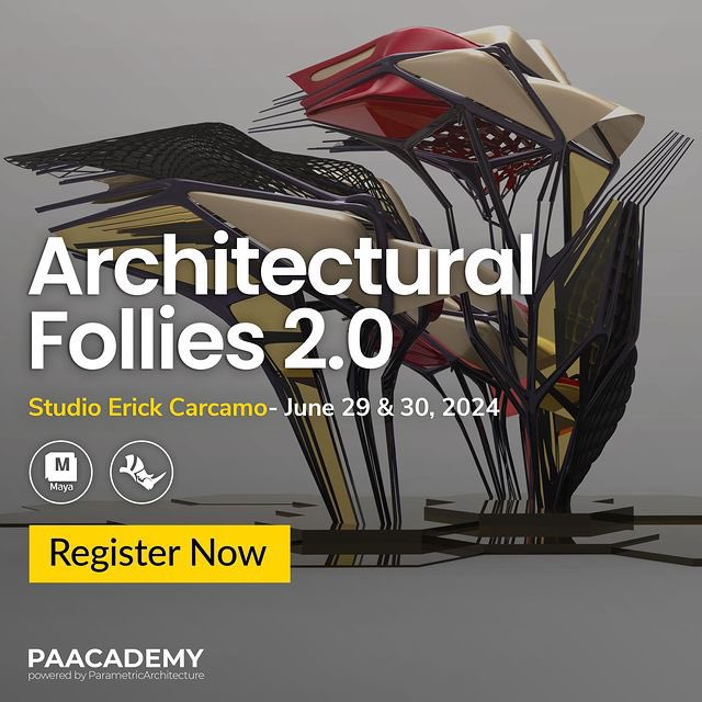 We are excited to announce our upcoming workshop, “Architectural Follies 2.0” which will focus on emotional response within parametric design, and creating architectural follies. This workshop will be led by the principal and co-founder of AllBlackForm, Erick Cárcamo, on June 29