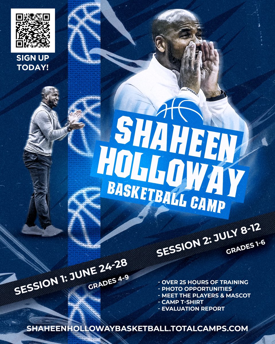 Who's ready for year 3️⃣ of SHAHEEN HOLLOWAY BASKETBALL CAMP⁉️ We're almost a month away from Session I 👀 Don’t wait, Register today ➡️ bit.ly/hollowaycamp #HALLin🔵⚪️ @CoachSha10