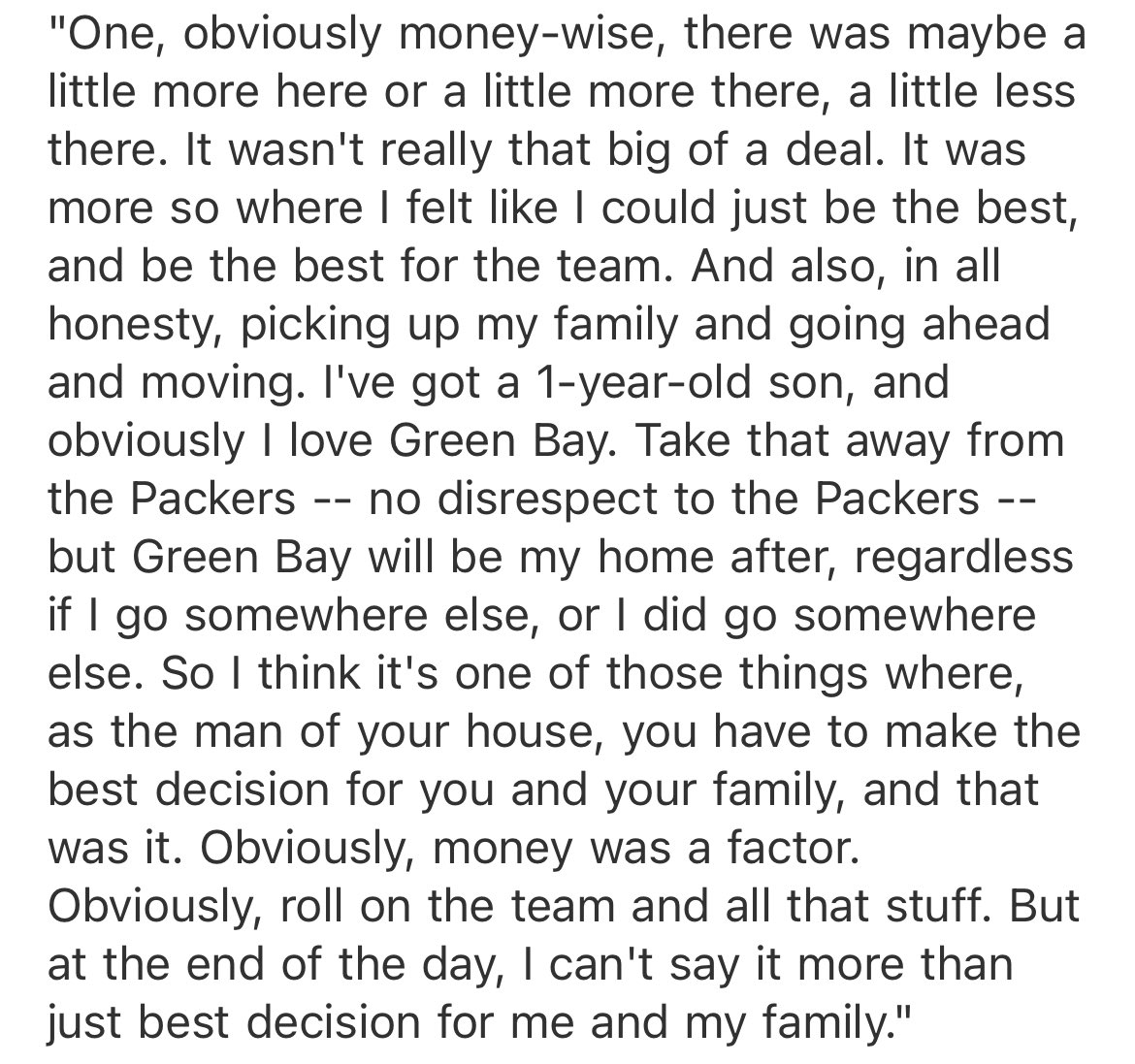 AJ Dillon said he had other offers in free agency before re-signing with #Packers this offseason. Asked him why returning on four-year qualifying offer was best option for him.