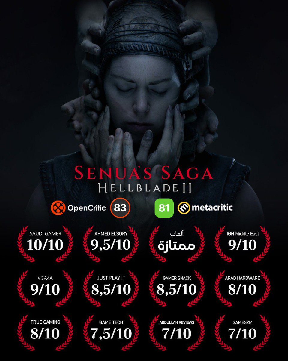 📌 أبرز مراجعات و تقييمات المراجعين و الشبكات العربية للعبة Senua's Saga Hellblade 2 👇