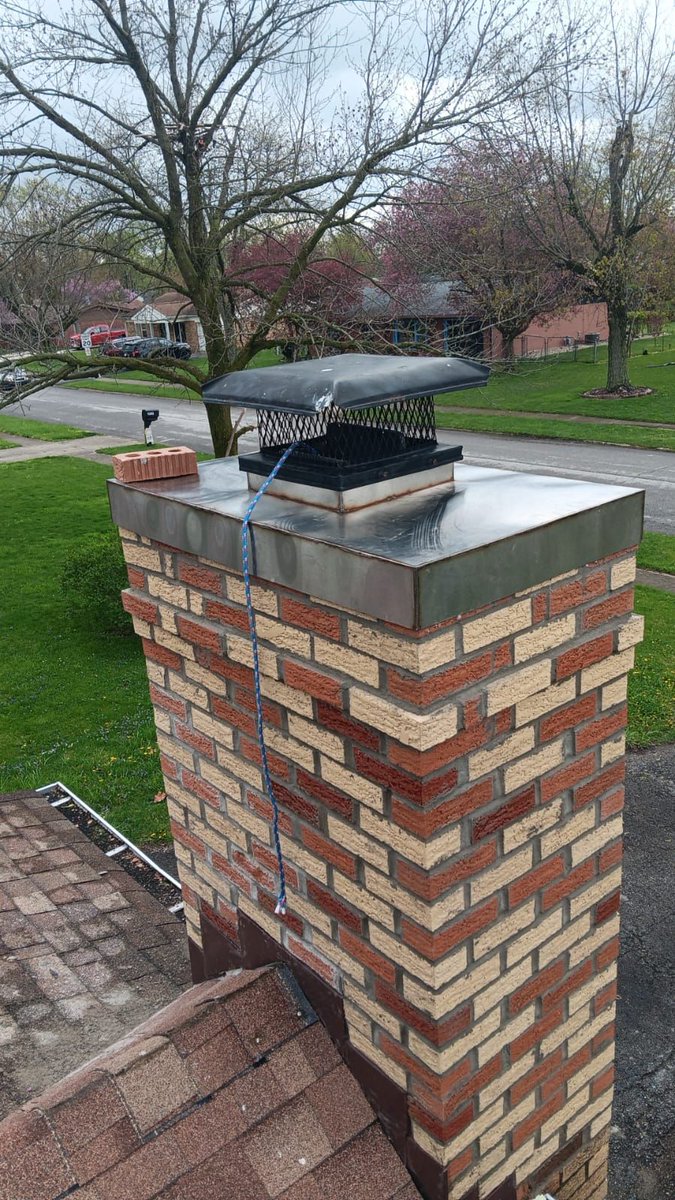 IndianaCCS's tweet image. This homeowner was dealing with decades of deferred maintenance to their chimney. We had the opportunity to reconstruct this chimney and put a new stainless steel chimney cap on it! #masonrywork