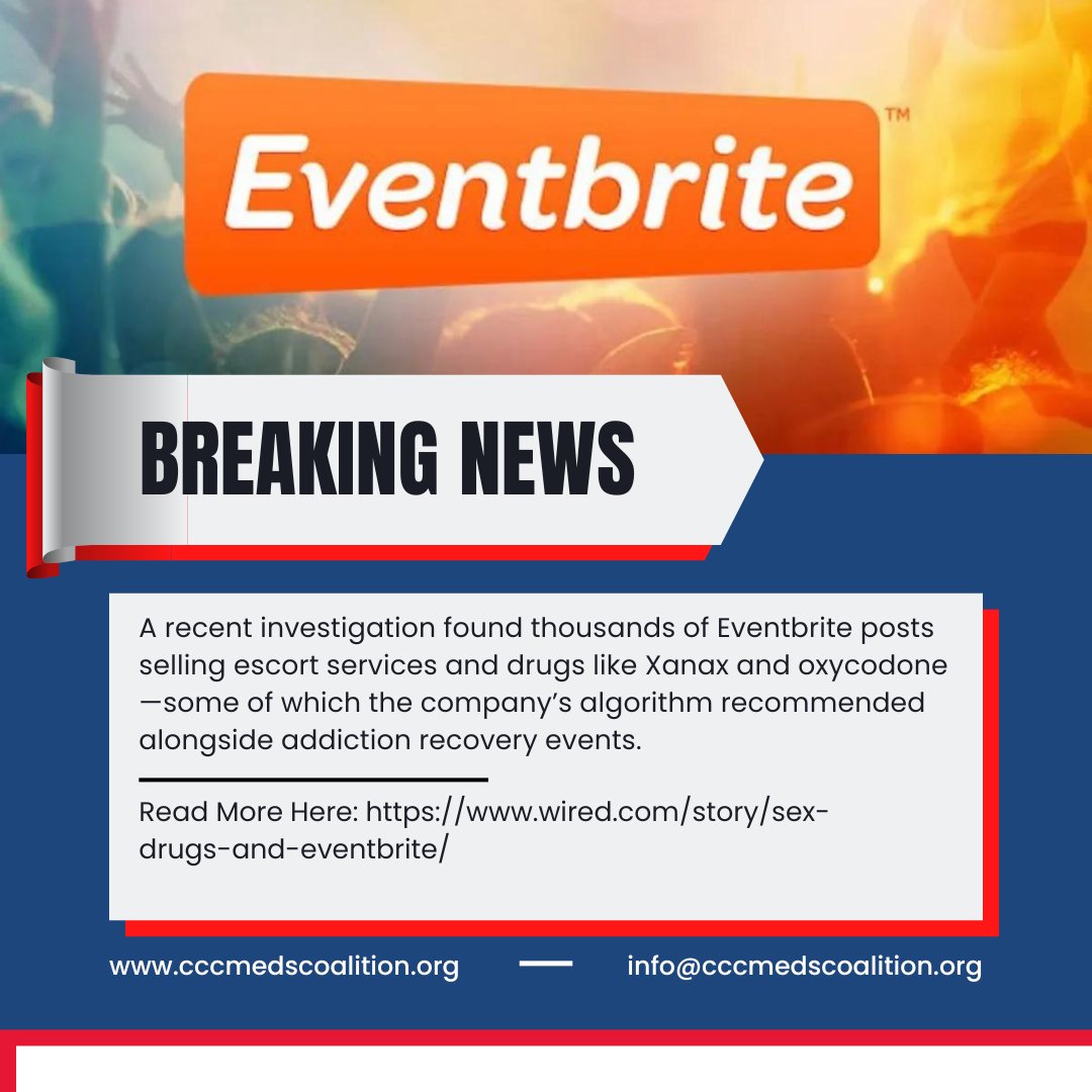 A recent investigation found thousands of Eventbrite posts selling escort services and drugs like Xanax and oxycodone--some of which the company's algorithm recommended alongside addiction recovery events. Read more at: wired.com/story/sex-drug…