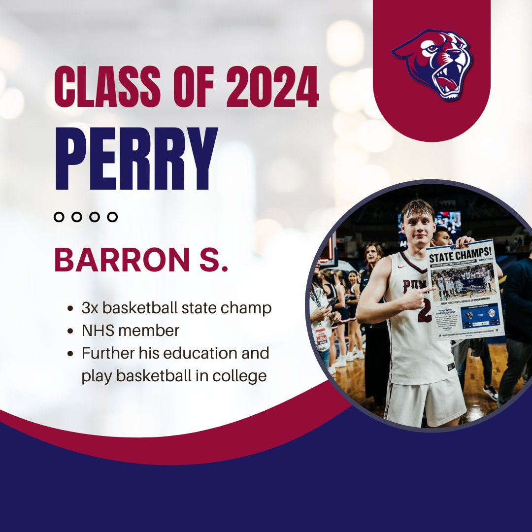 Barron S. is a 3x state basketball champion. He is a great person, student, and athlete. He is a National Honor Society member and volunteers in the community. He will continue his basketball career while earning his degree. #WeAreChandlerUnified #Classof2024 @PerryPumas07
