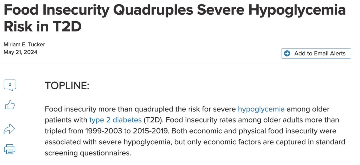 Great to see @Medscape highlight new @KPDOR @kpnorcal @PermanenteDocs research that found #foodinsecurity -- both physical and economic -- increases severe #hypoglycemia risk in older adults with #Type2Diabetes #diabetes #T2D medscape.com/viewarticle/fo… medscape.com/viewarticle/fo…