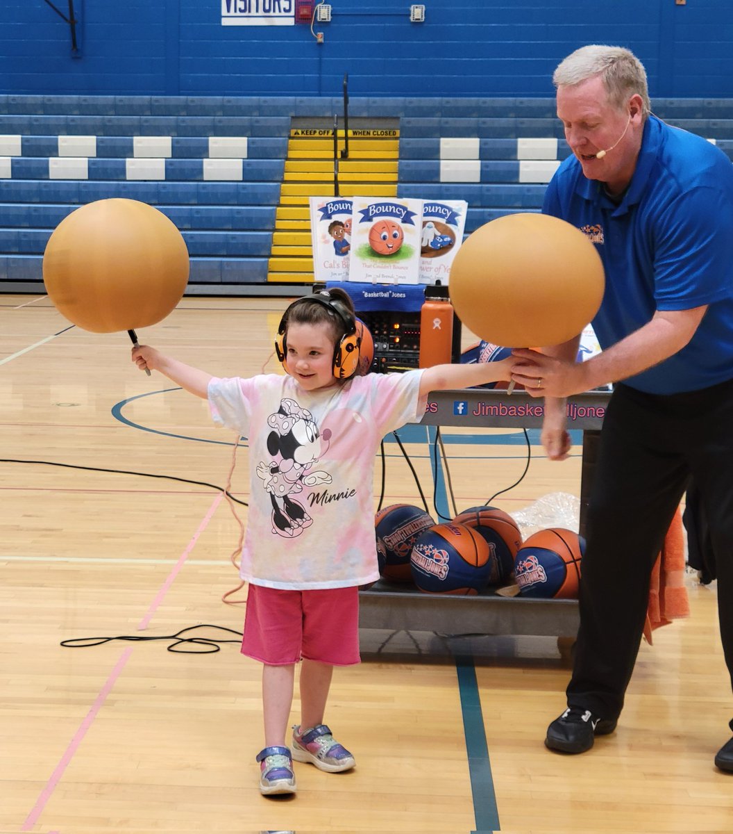 Jim Basketball Jones K-2 assembly. We had a growth mindset and persevere to learn some basketball tricks.