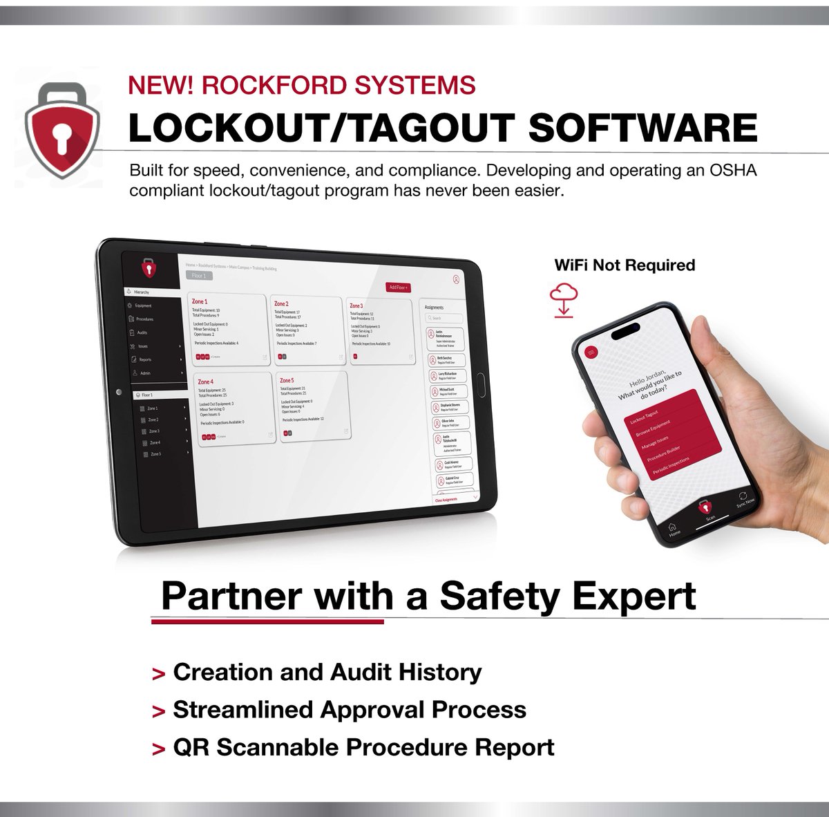 🔐 Develop high-quality LOTO procedures in just 10 minutes. From procedure creation to audit scheduling and equipment status tracking, our mobile-friendly platform puts technology right in your hand.  Schedule a demo today rockfordsystems.com/assessments/rs… #LockoutTagout #SafetyFirst 🦺