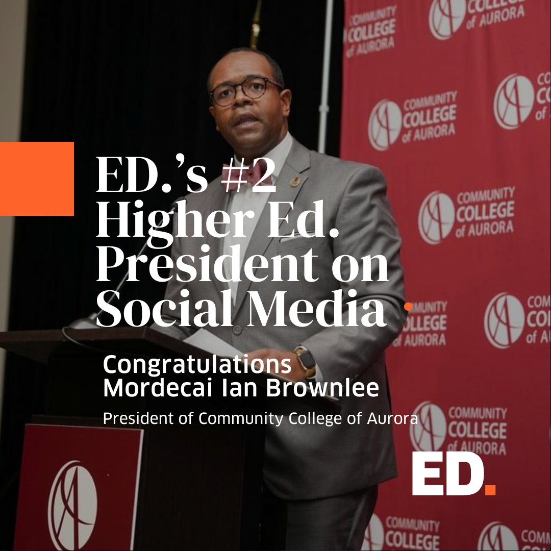 Congratulations President <a href="/ItsDrMordecai/">Dr. Mordecai Ian Brownlee</a> for your recognition as a Top Higher Ed. President on Social Media in 2023! 👏

Your "Good Morning Champions" series and #ItsDrMordecai hashtag showcase your standout positivity across platforms. 

Well-deserved!

#HigherEd #EdMarketing