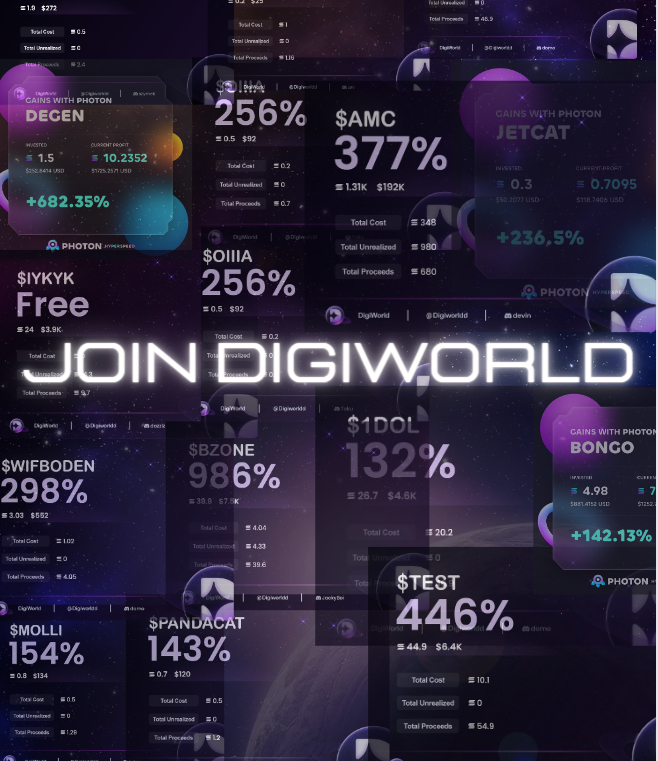 The market is heating up... 🚀 Digiworld members have been riding this bull with exclusive alpha information and instant market updates! 💡 Whether you're chasing the next gem or seeking expert market analysis, Digi has you covered. 👉 Join now at discord.com/invite/6fSjxEf…