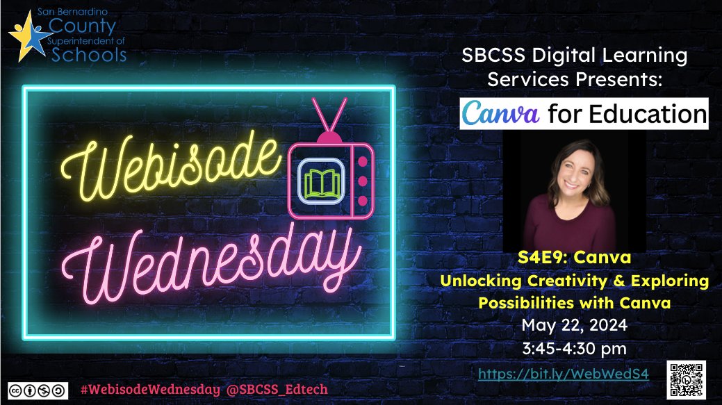 #WebisodeWednesday is celebrating Canva Create with Episode 9 featuring @CanvaEdu @tishrich! Join us virtually for 'Unlocking Creativity and Exploring Possibilities' on Wednesday 5/22 from 3:45-4:30 p.m. Register: sbcss.k12oms.org/5-231758