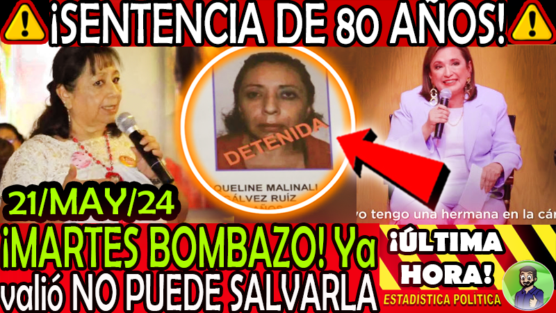 ¡ S E N T E N C I A     D E    8 0     A Ñ O S ! MARTES BOMBAZO ya valió NO PUEDE SALVARLA !!!

youtube.com/live/y9w7_lTrH…

#XOCHITL #XOCHICLES #DEBATE #CLAUDIA #ALITO #MARKO #MareaRosa #UltimaHora #AZUCENA #LORET #CIRO #Doriga #ClaudiaSheinbaum #XochitlGalvez #ELECCIONES