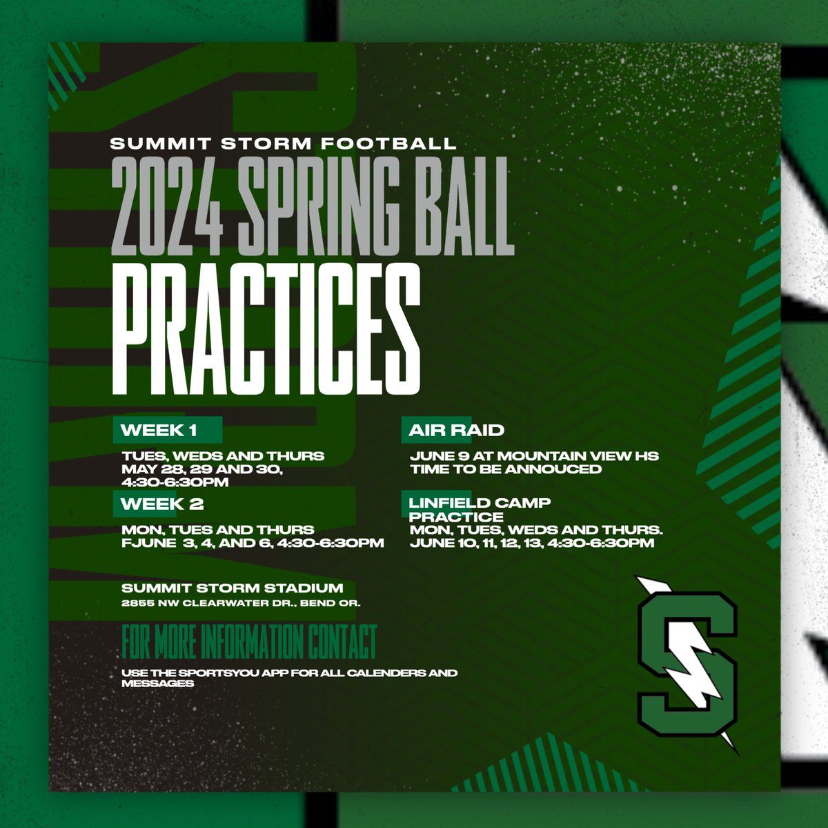 It all starts on Tuesday, May 28th. Make sure you are registered for spring ball and summer workouts through the Summit athletic department website.