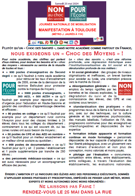 #25Mai exigeons un #ChocDesMoyens

Toulouse 11H Jean Jaurès