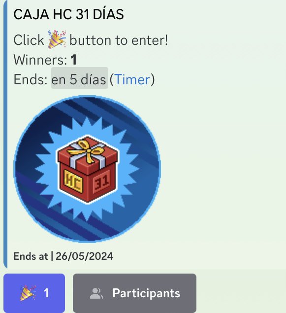 🎁¡Y volvimos con más sorteos y esta vez desde nuestro server en discord! Únete a nuestro server y reacciona al emoticón y ya estás participando por una caja Hc.
Finaliza el 5 días 🕢