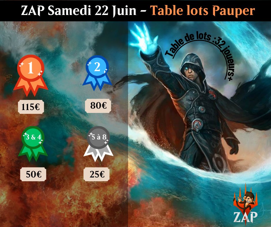 Zap_91's tweet photo. Tournoi le 22 et 23 Juin : Duel Commander - Modern - Pauper - Draft MH3 et Lorcana !
Plus d'info et lien de préinscription :  https://t.co/vNOJS7eqNN https://t.co/Vi4uYdnJhC