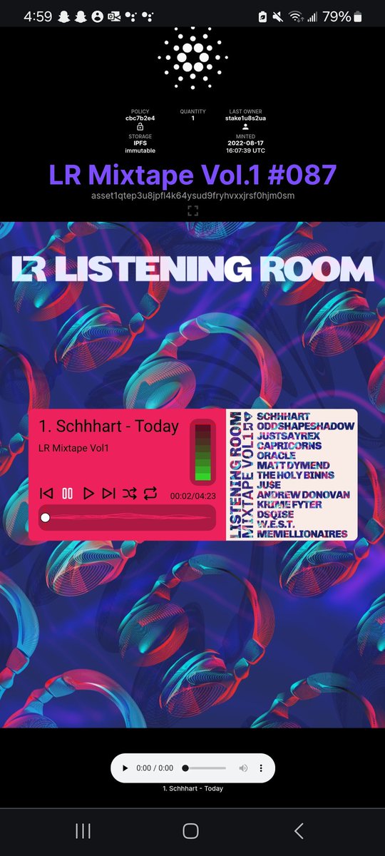 Did you know cardanos 1st compilation album is still minting for 36 ADA?

The NFT itself is an interactive MUSIC PLAYER -- and every artist receives a portion of each sale automatically

🎶 buynfts.exchange/sales/lr/ (mint)
👂 pool.pm/asset1qtep3u8j… (listen for free)